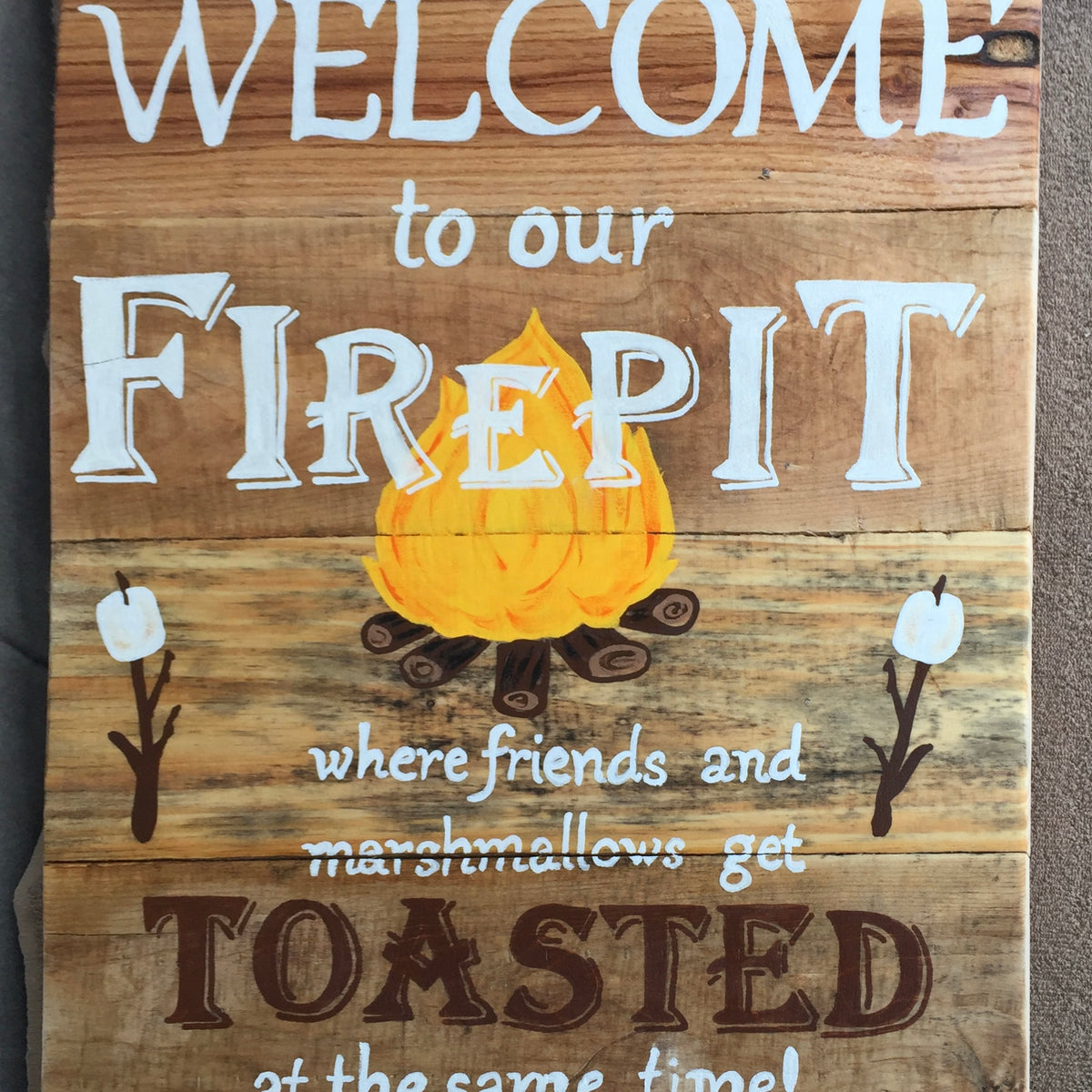 Wood Welcome to Our Firepit Wall Art