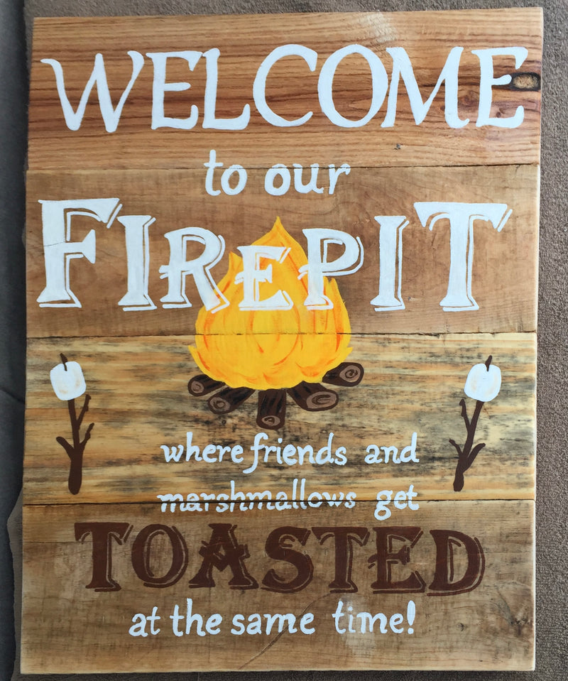 Wood Welcome to Our Firepit Wall Art